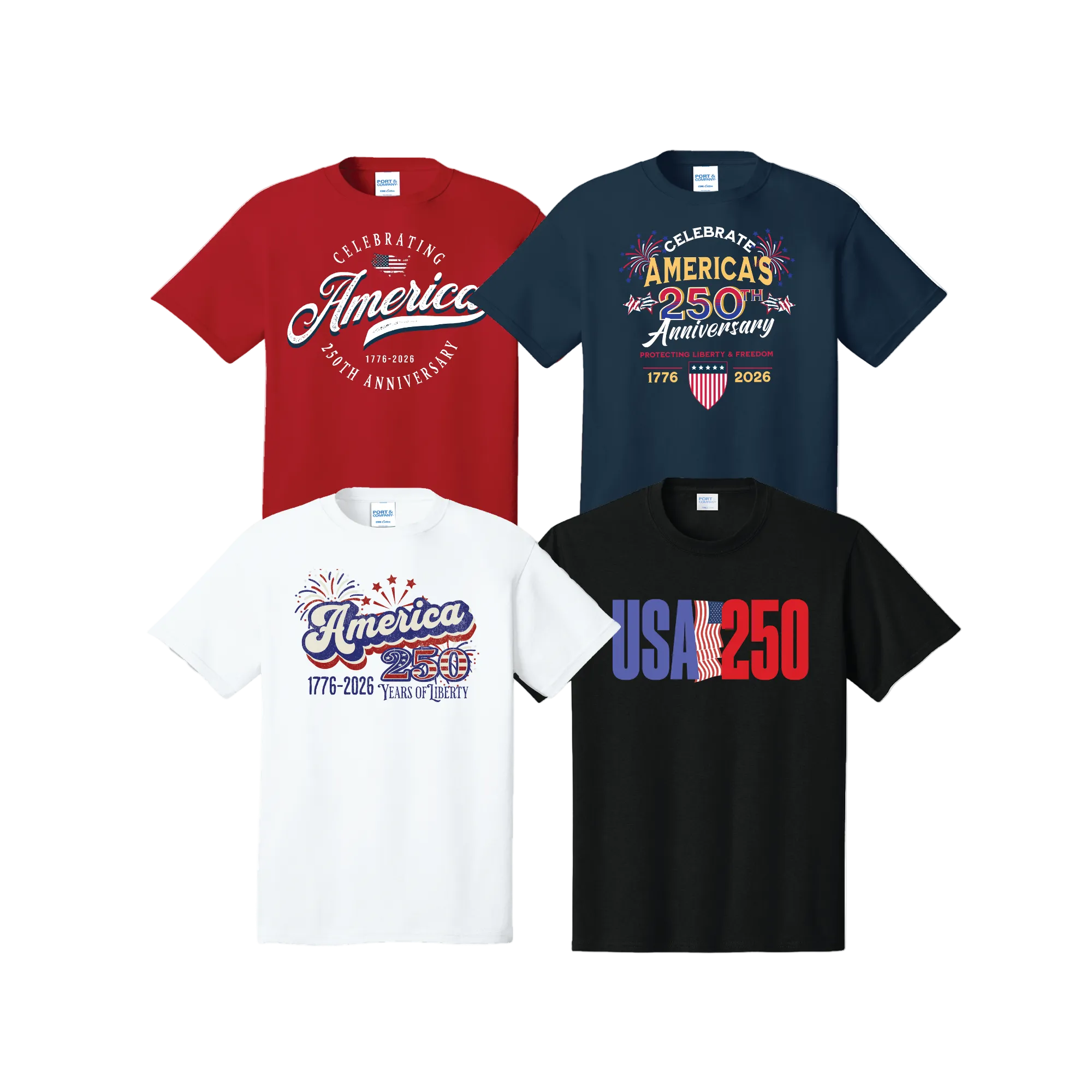 Assorted USA 250th Hats and Tees
